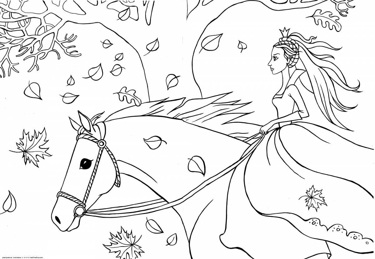 Big horse coloring book for girls