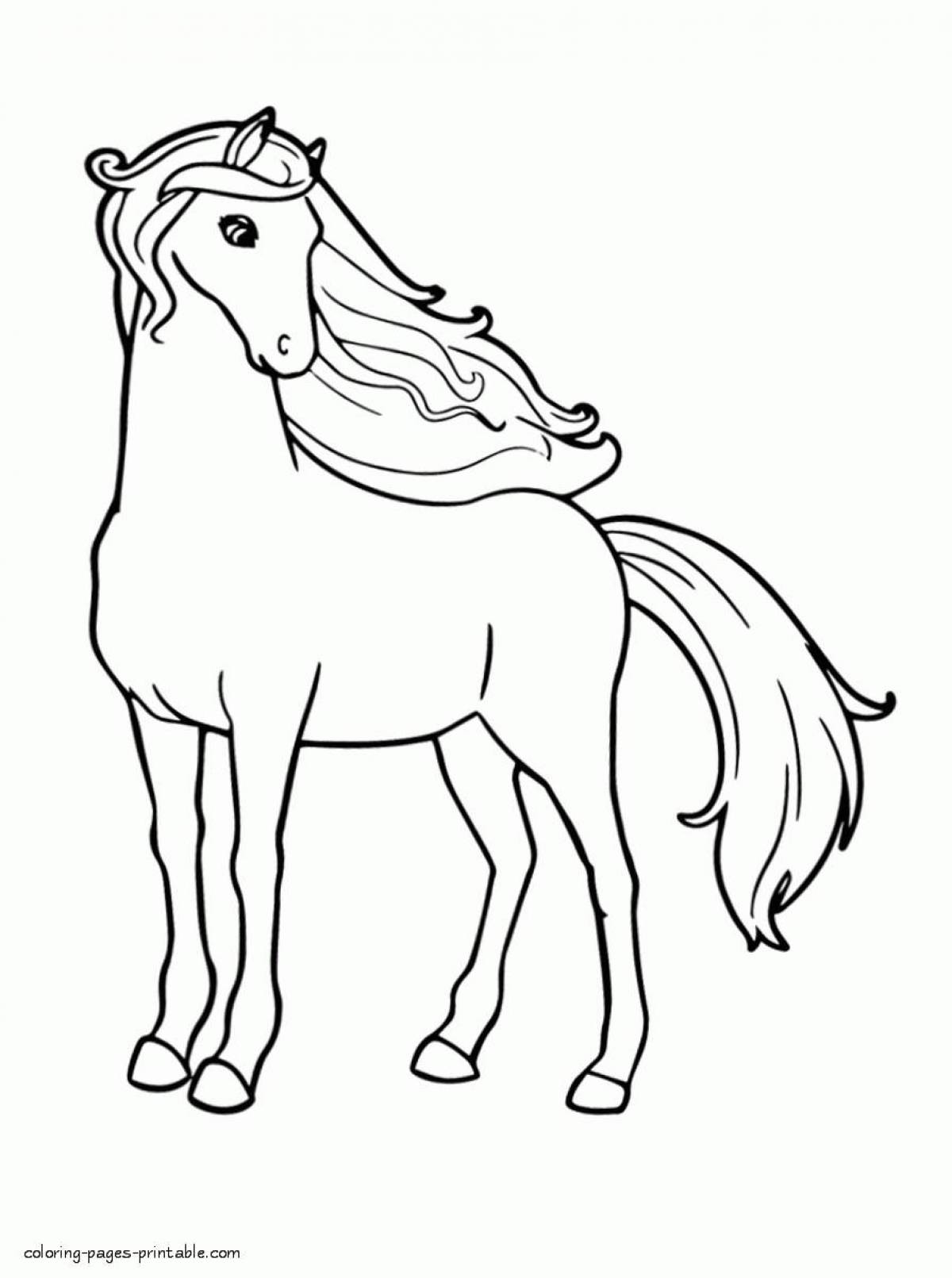 Безмятежная раскраска лошади для девочек