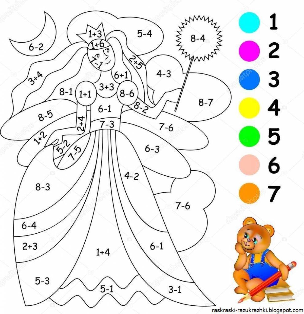 Glitter coloring by numbers Grade 1