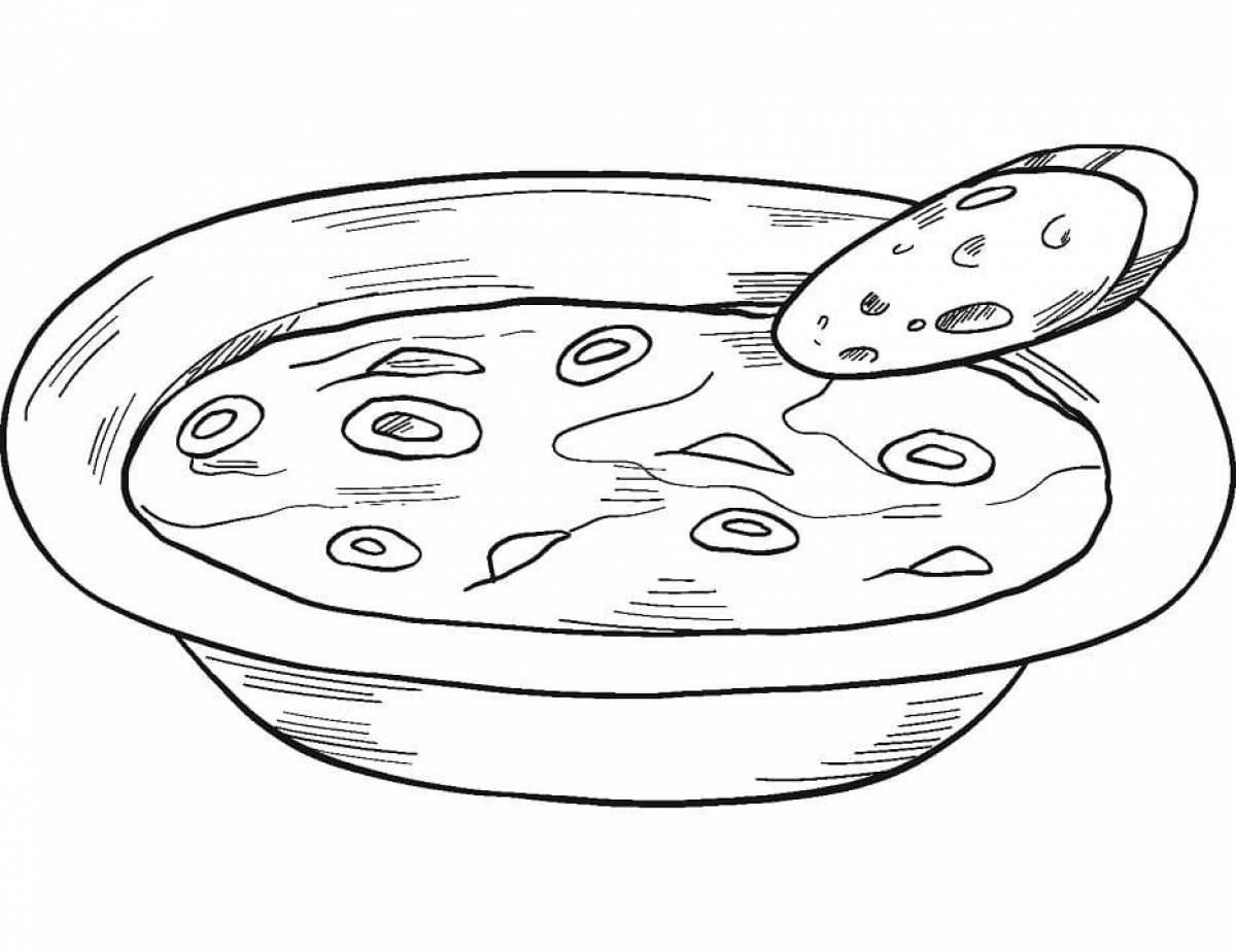 Тарелка с супом раскраска