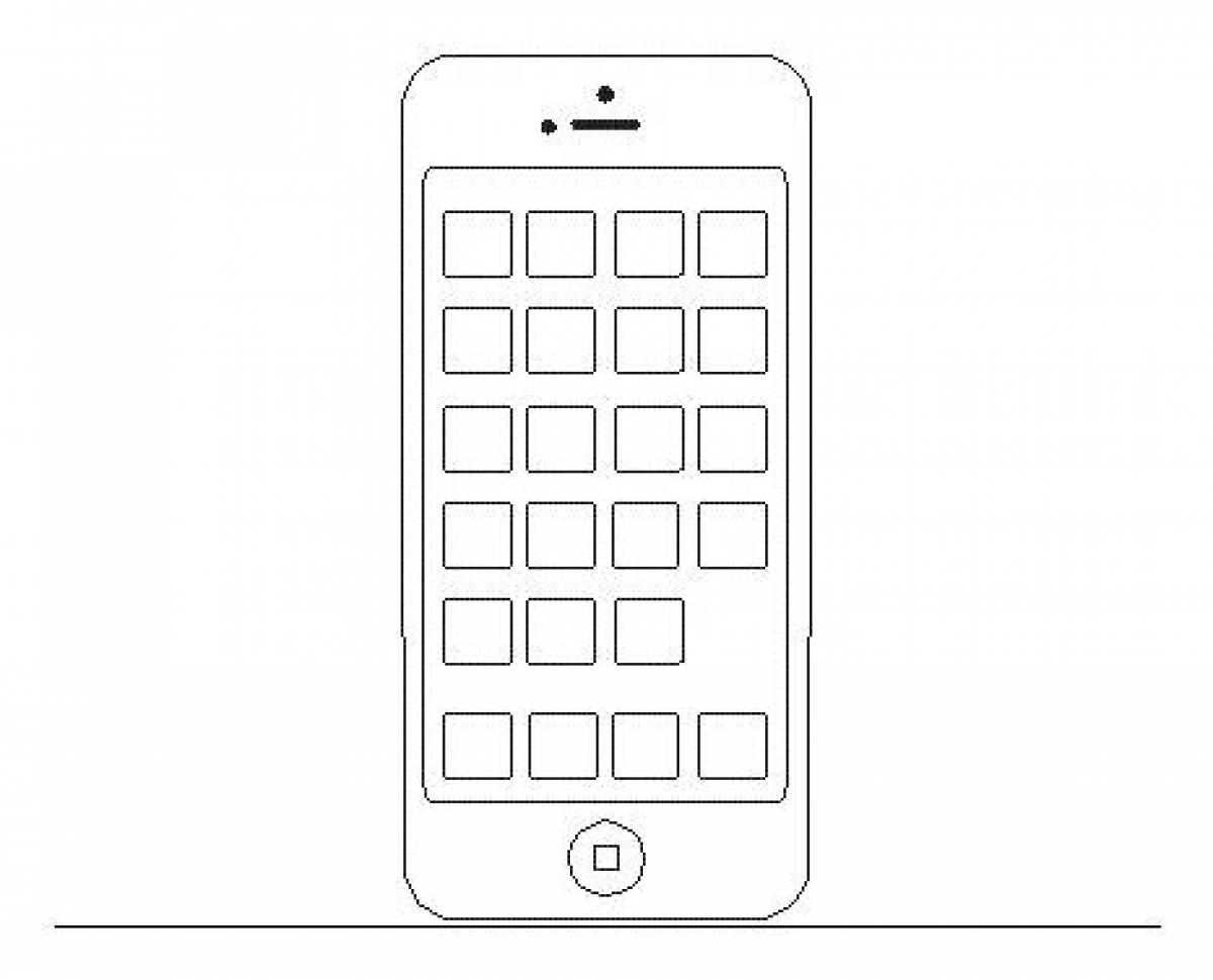 Раскраска айфон с приложениями