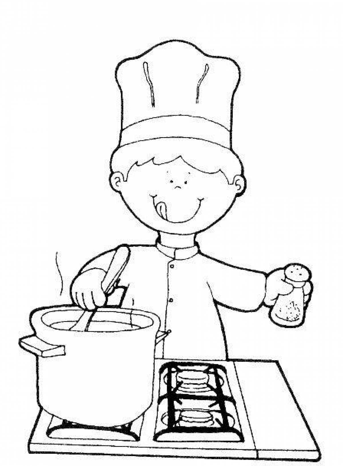 Профессия повар раскраска для детей