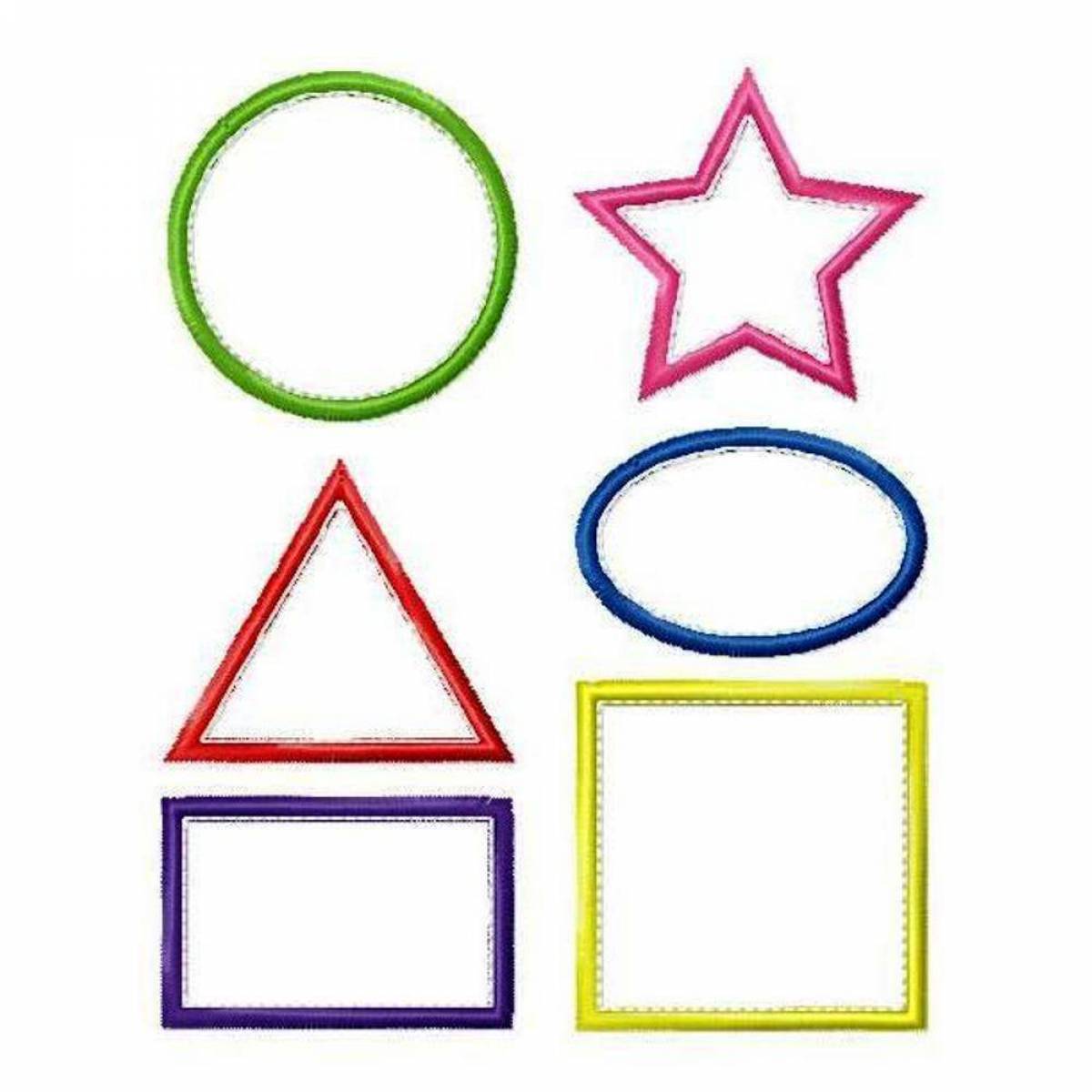 Раскраска красочные геометрические фигуры для детей 3-4 лет