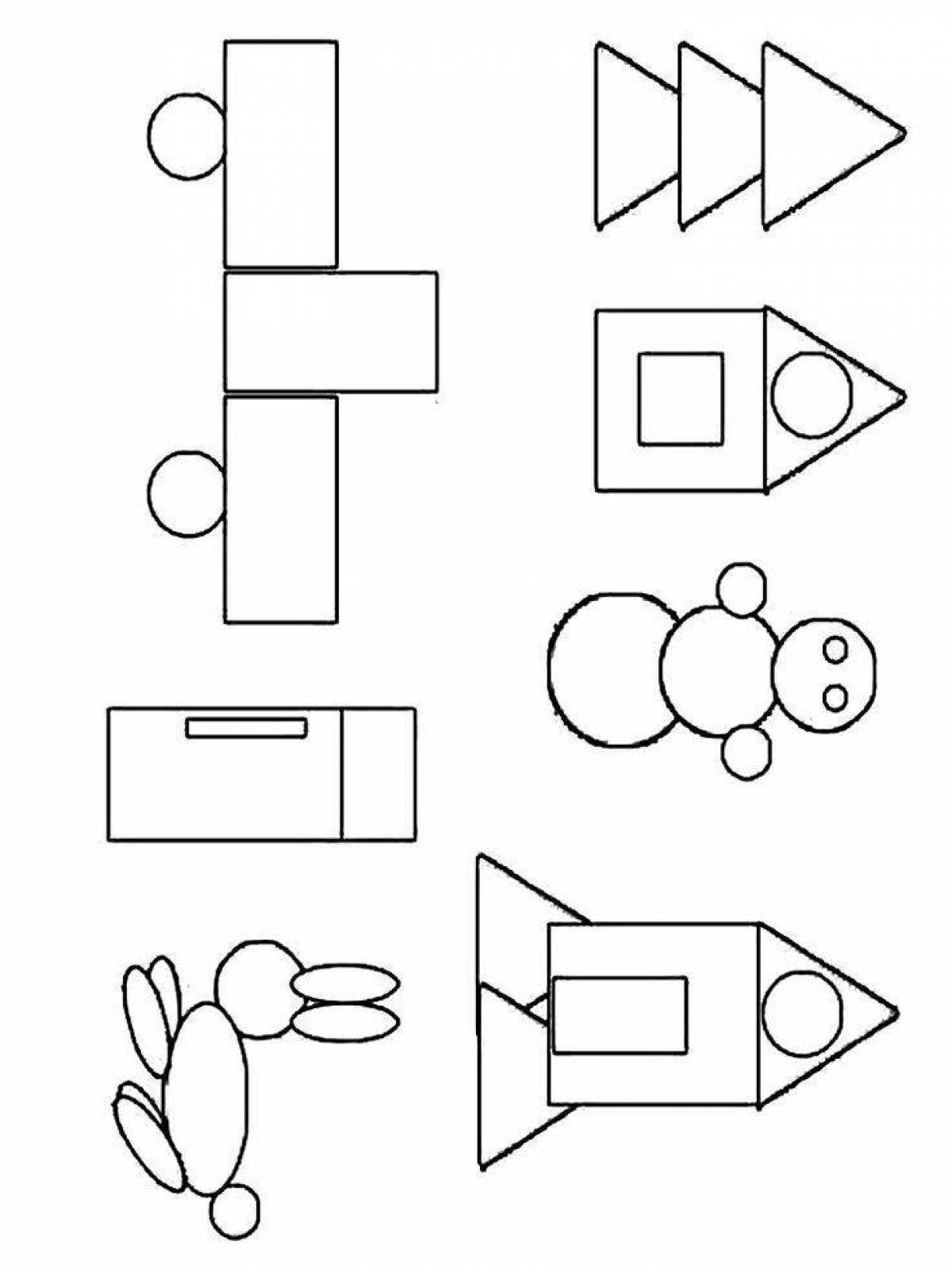 Creative geometric shapes coloring book for 3-4 year olds