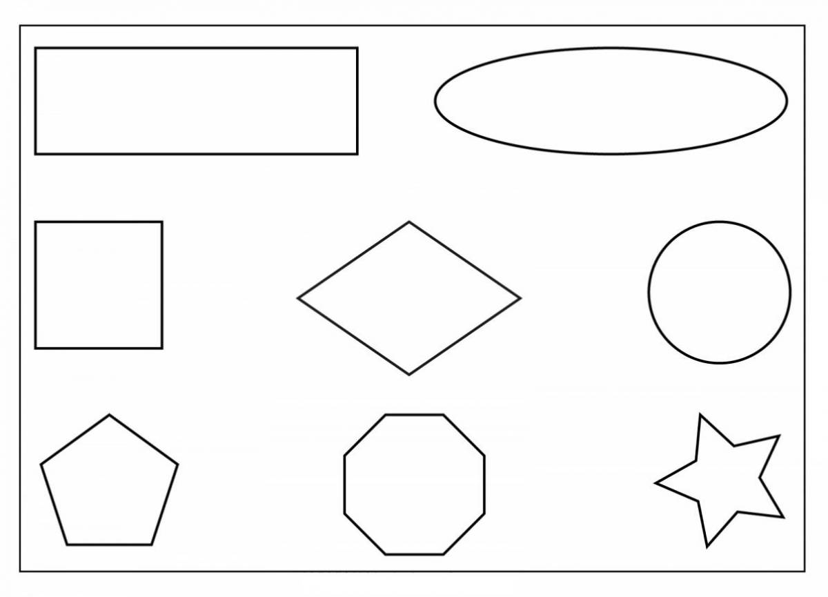 Раскраска с мерцающими цветами геометрическими фигурами для детей 3-4 лет