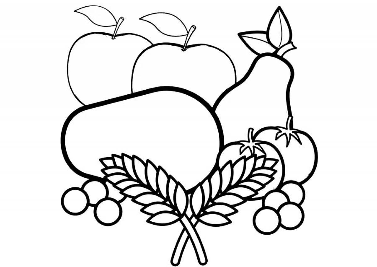 Colorful and adorable fruit coloring page