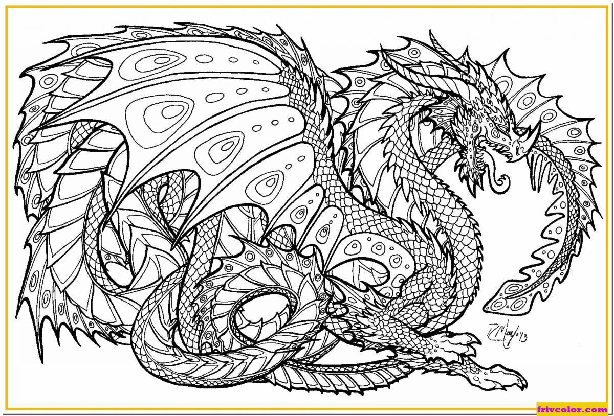 Exotic dragon coloring pages