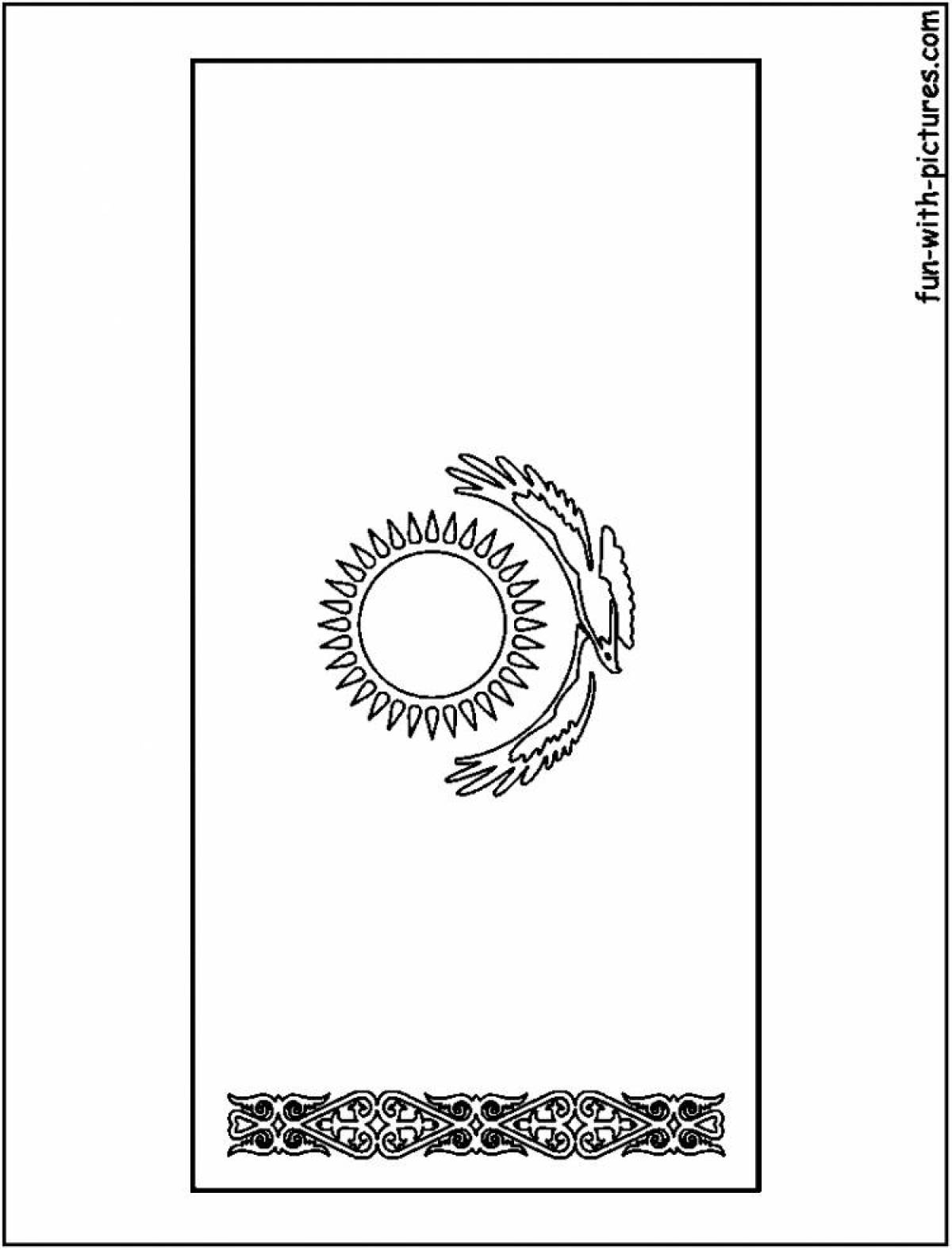 Coloring page gorgeous flag of kazakhstan