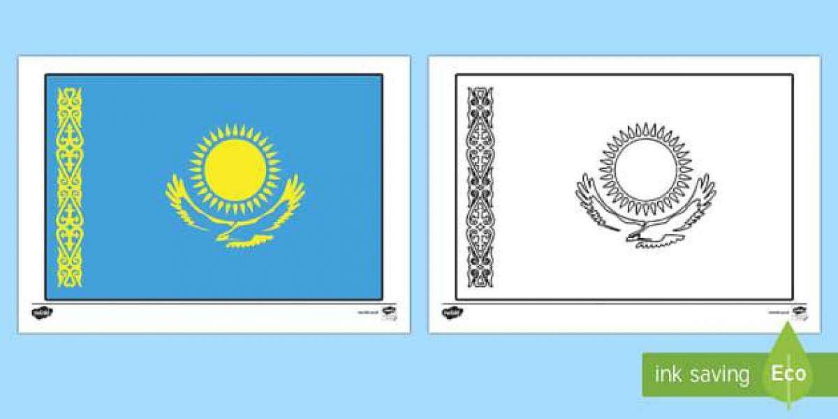 Раскраска великолепный флаг казахстана