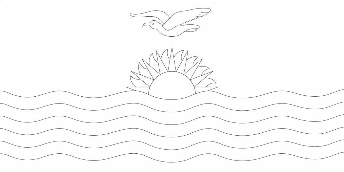 Coloring page dazzling flag of kazakhstan