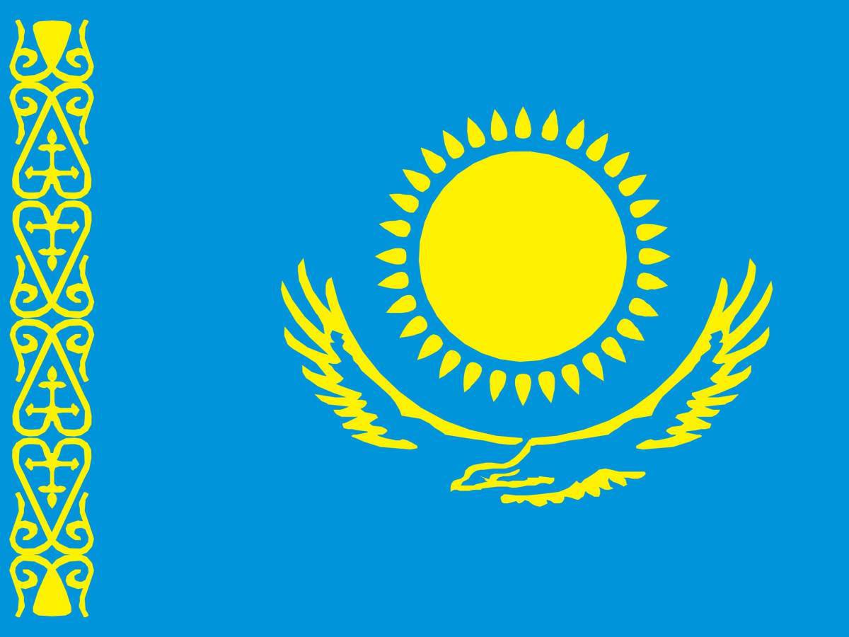Coloring page shining flag of kazakhstan