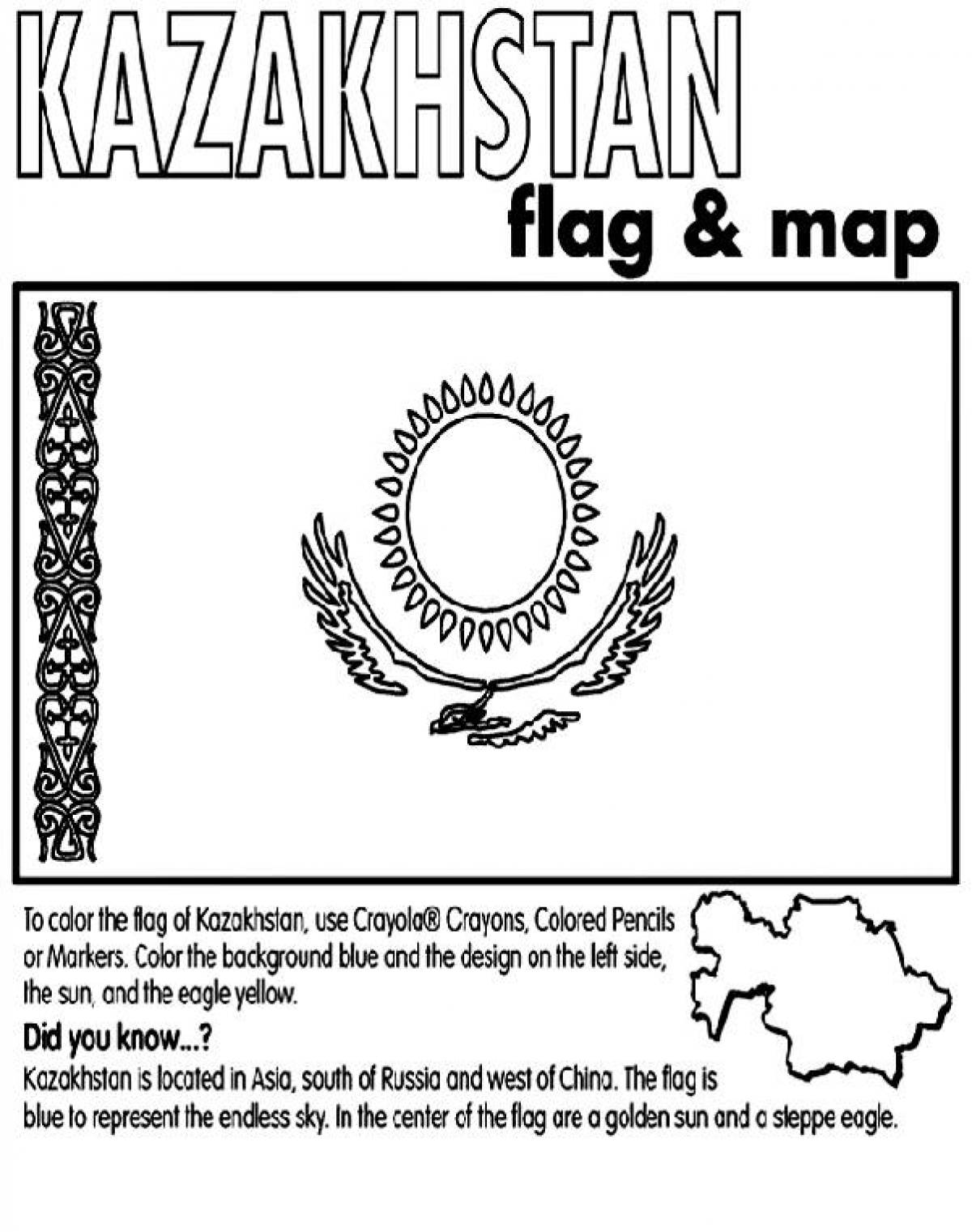 Coloring page attractive flag of kazakhstan
