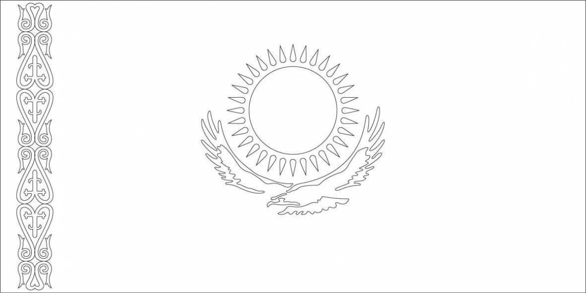 Coloring page charming flag of kazakhstan