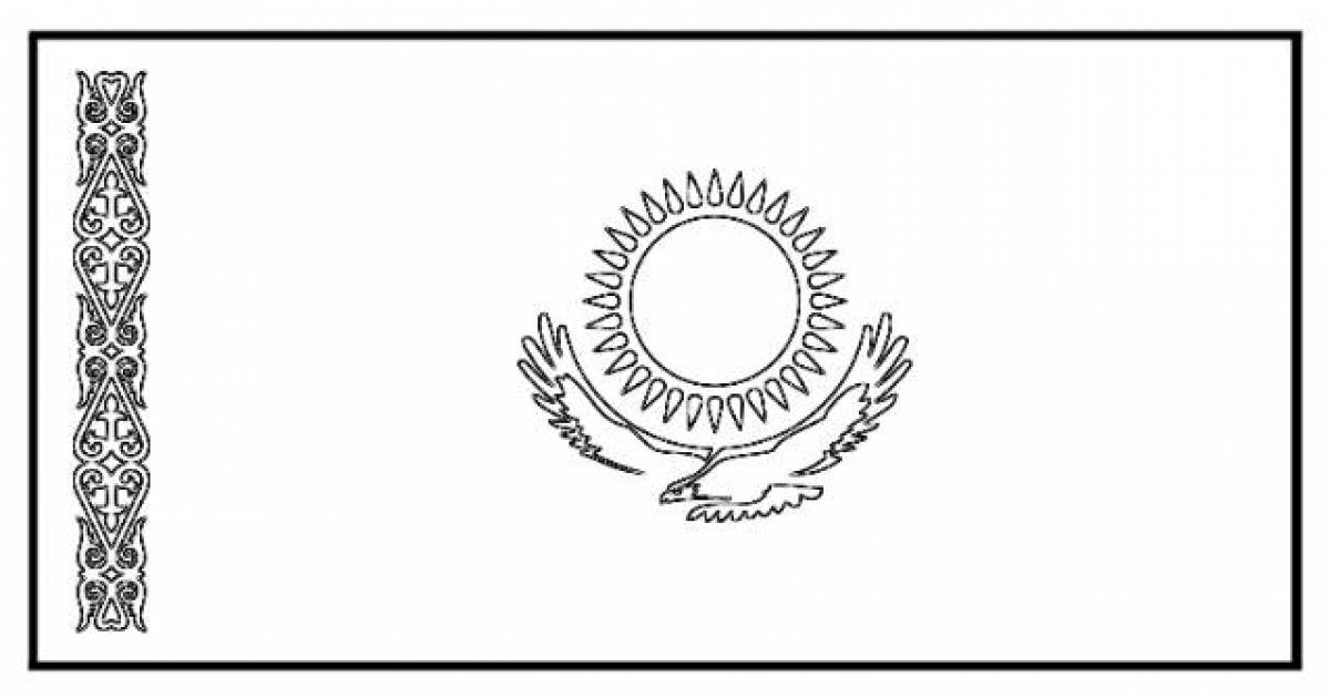 Coloring page amazing flag of kazakhstan