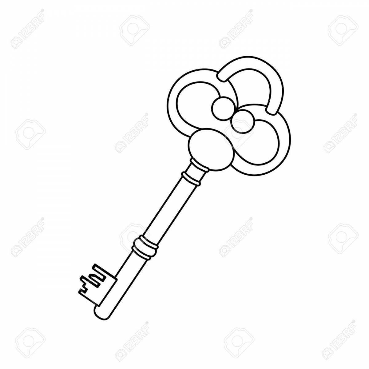 Colorful golden key coloring page