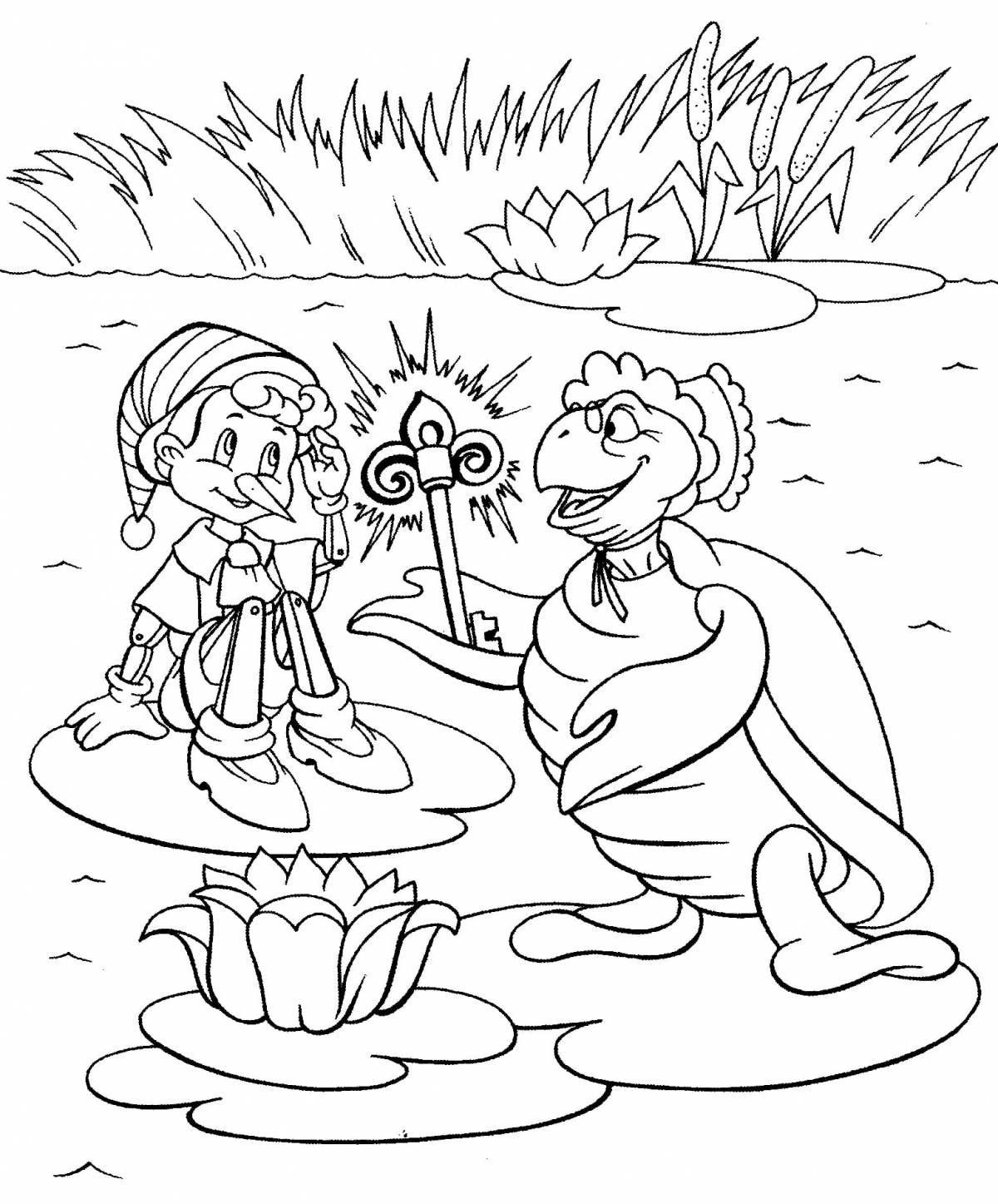 Coloring page dazzling golden key