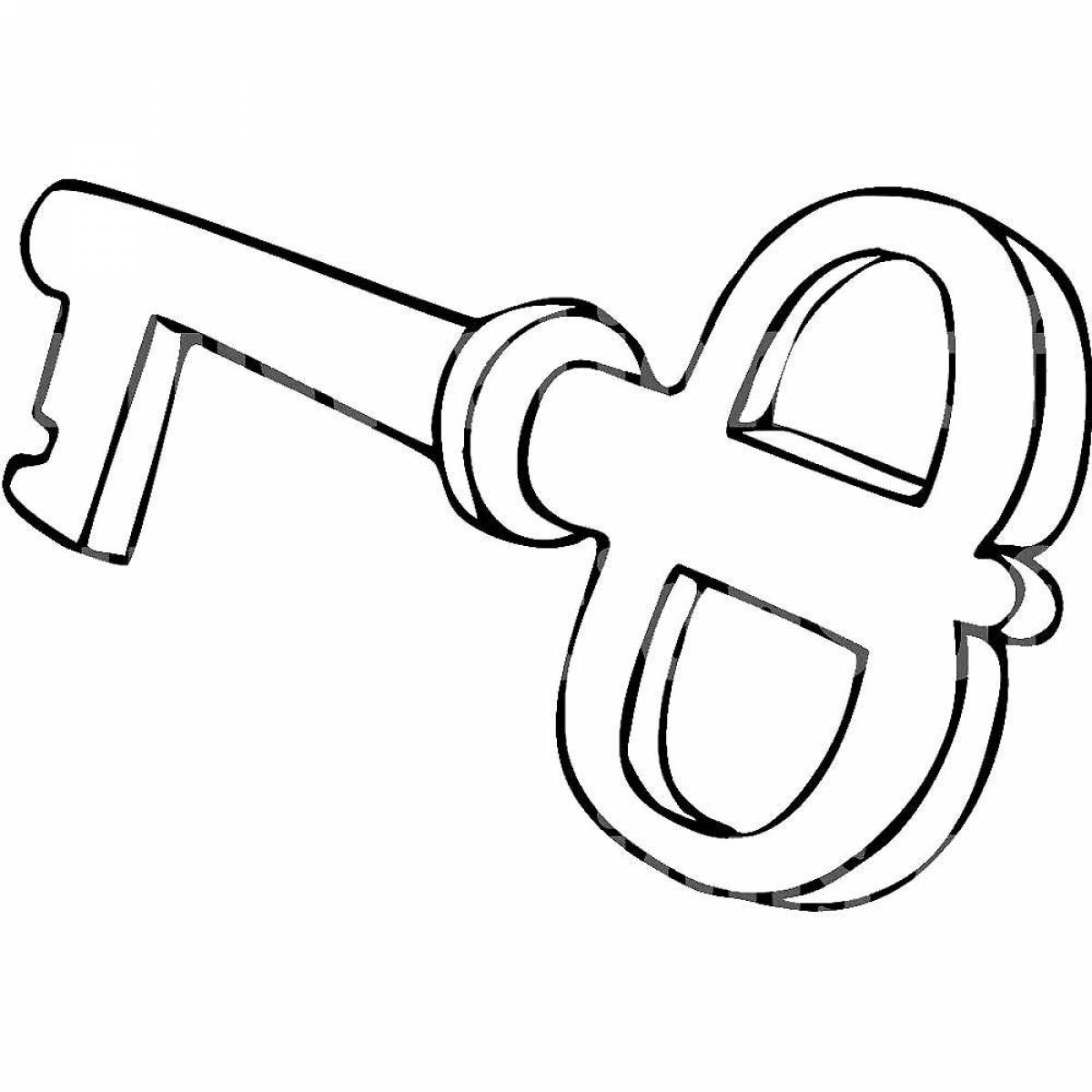 Glamourous golden key coloring page