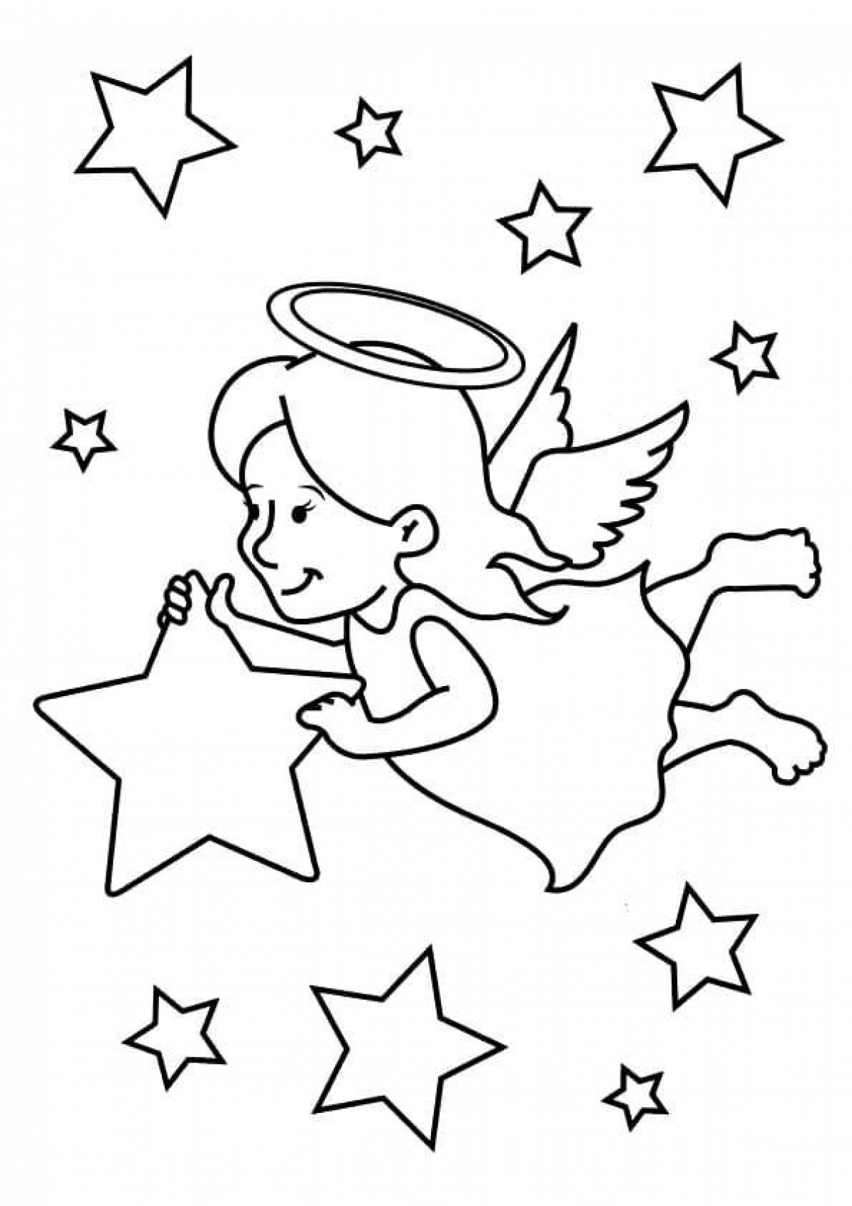 Glowing christmas angel coloring page