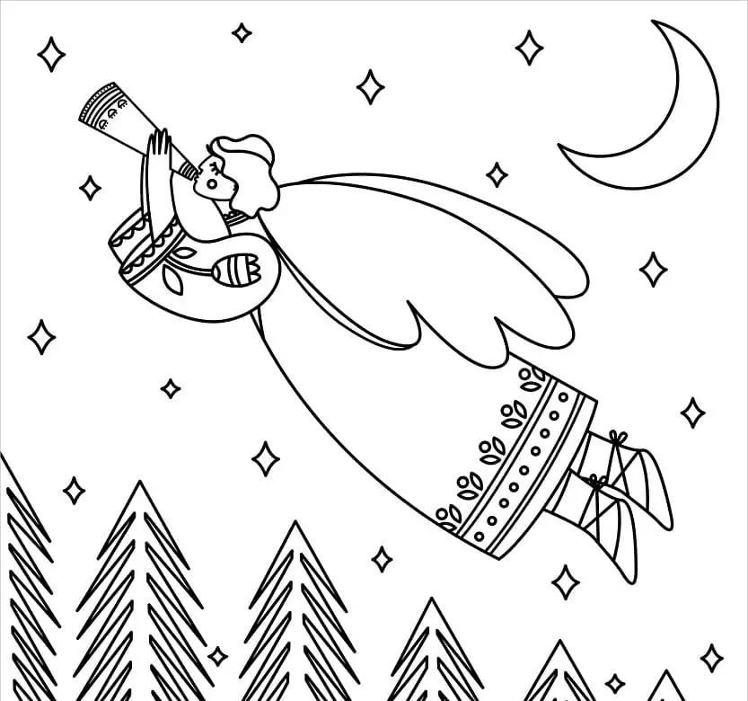 Majestic Christmas angel coloring page