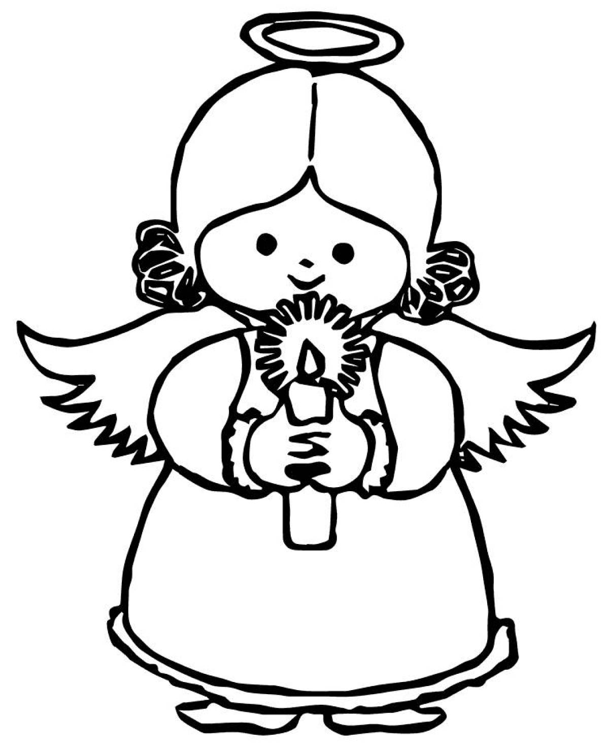 Glorious christmas angel coloring page