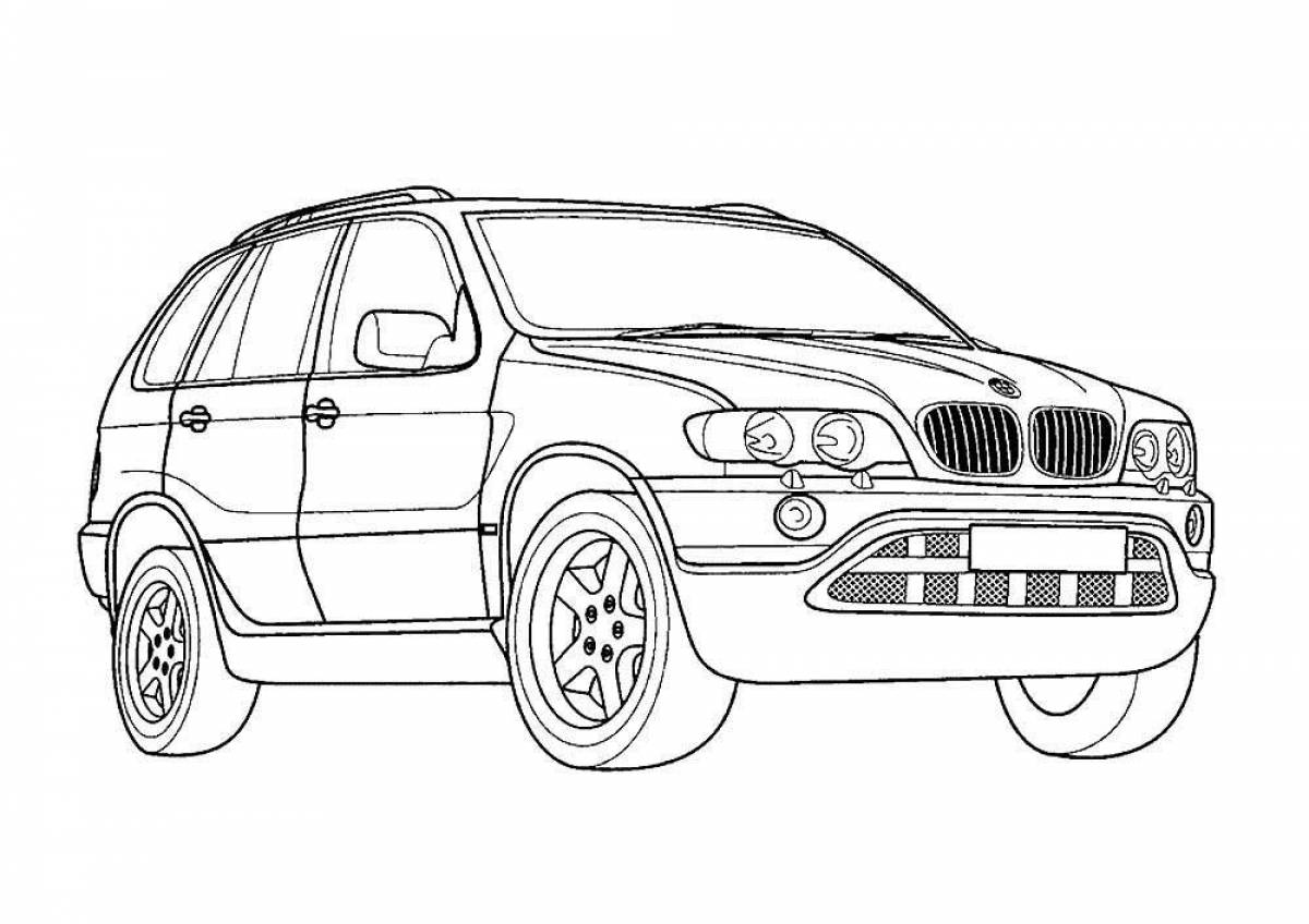 Joyful bmw coloring for kids