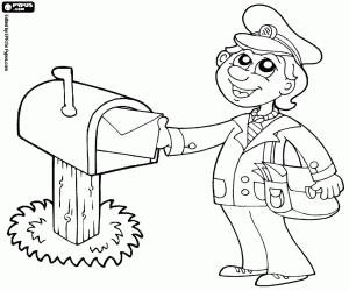 Playful mail coloring page