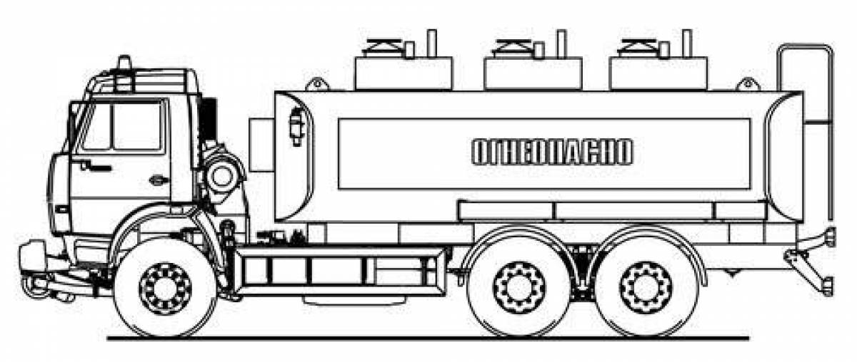 Colorful fuel truck coloring page
