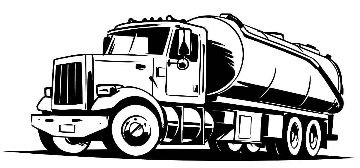 Playful coloring page of a fuel truck