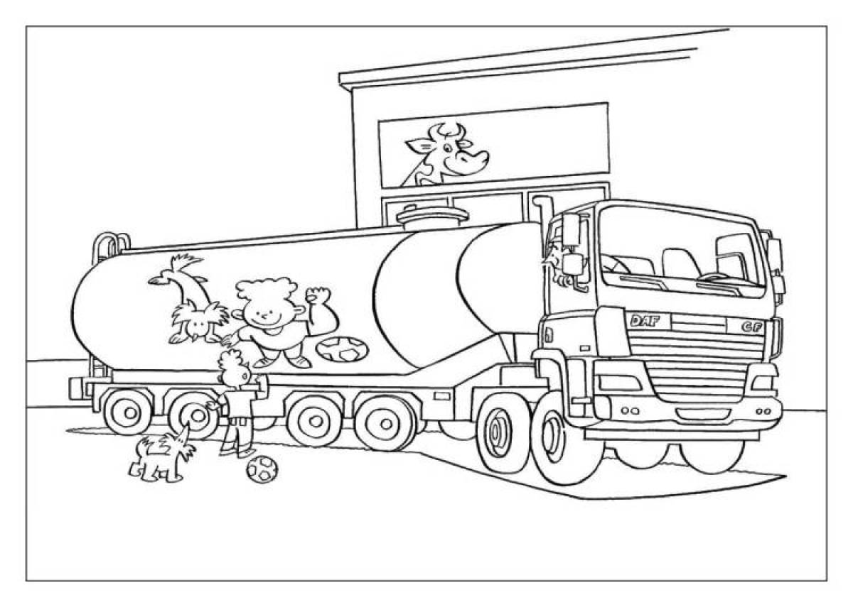 Attractive fuel truck coloring page