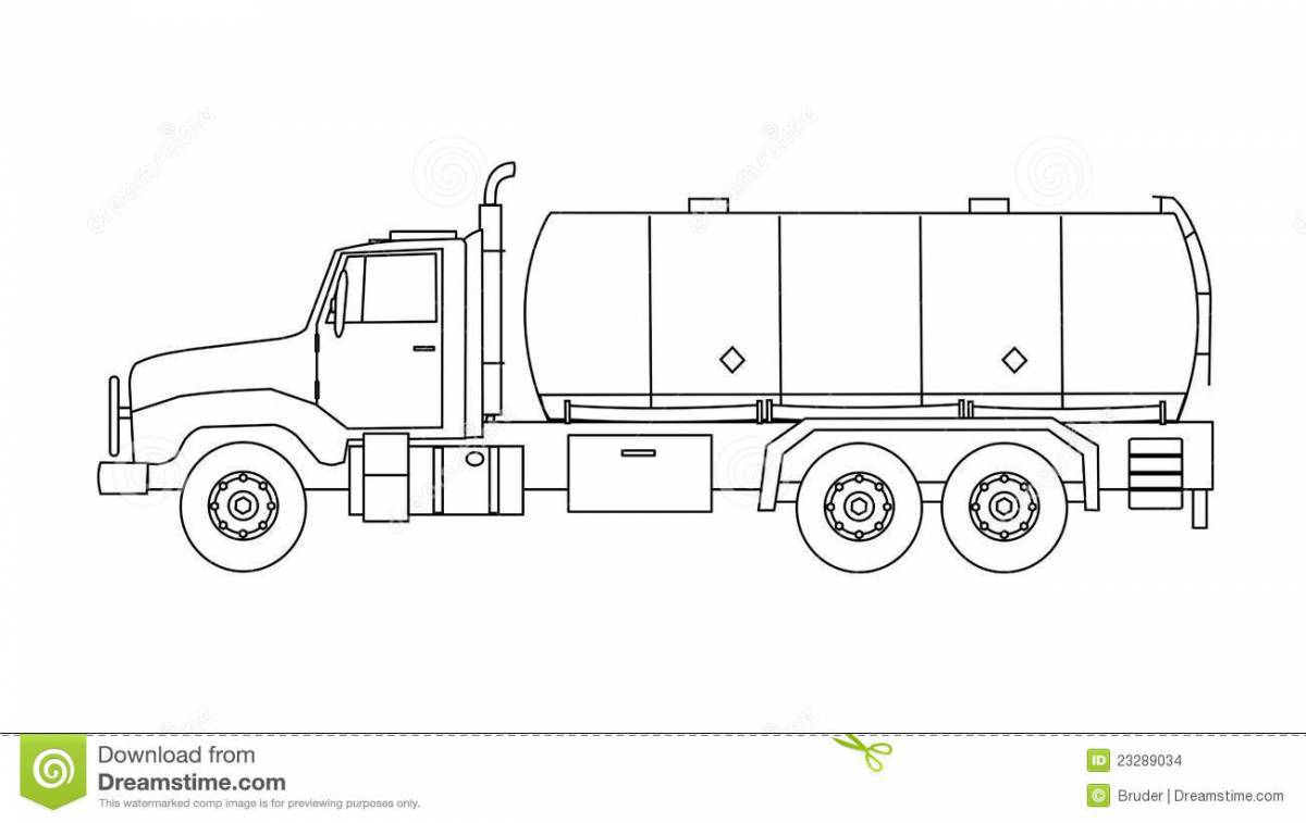 Cute fuel truck coloring page