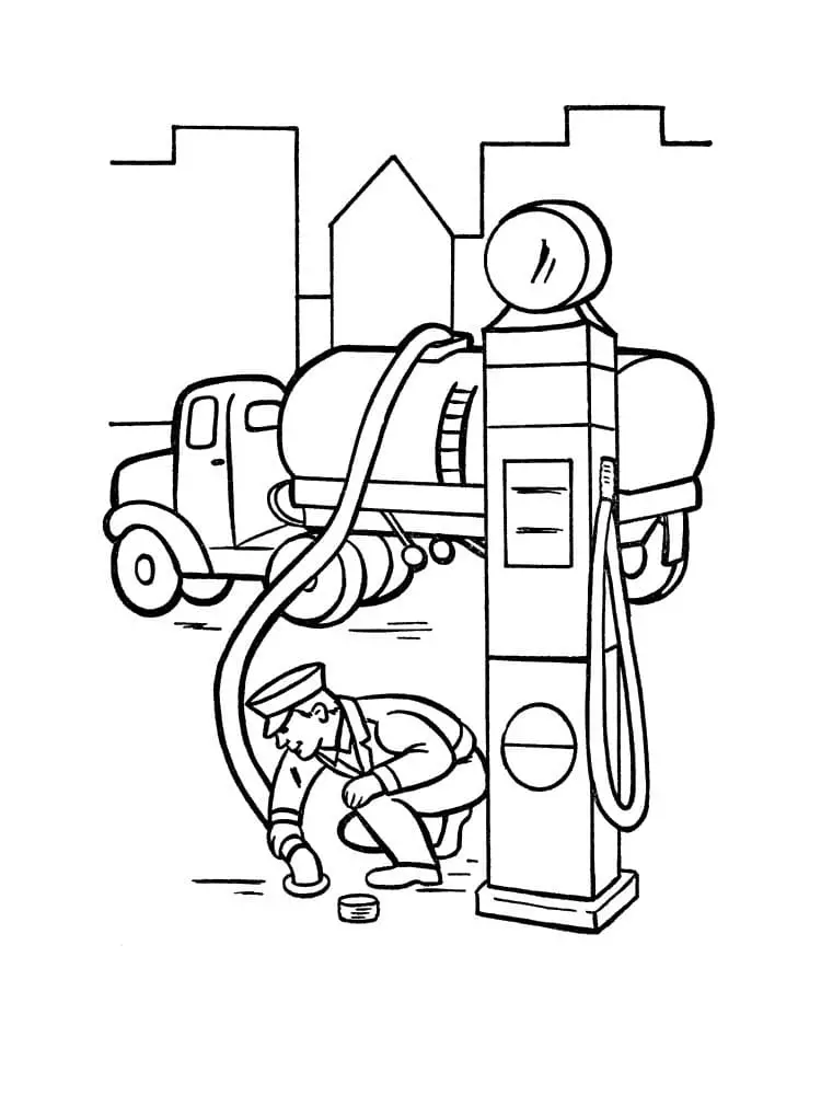 Excellent fuel truck coloring page