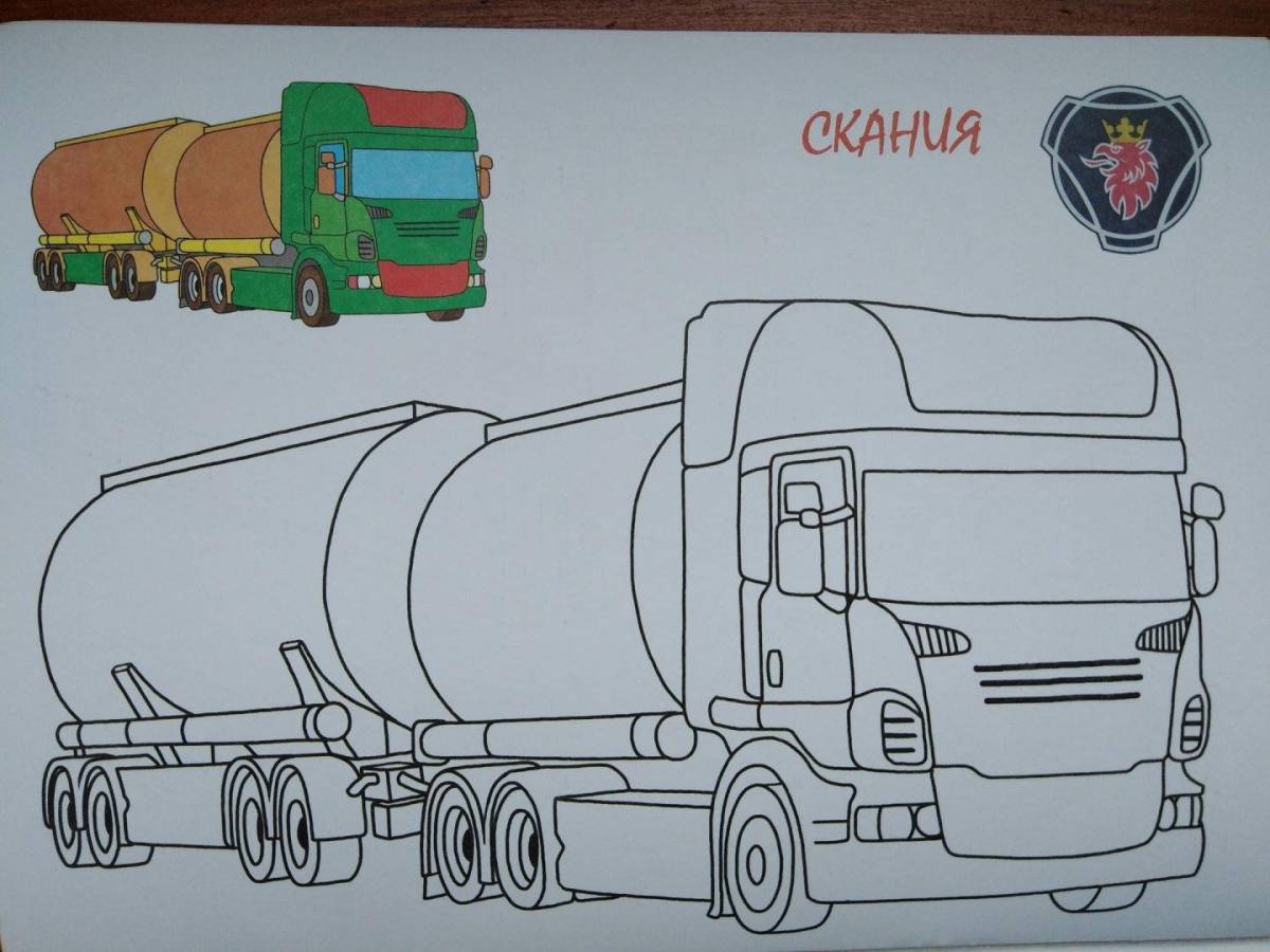 Huge fuel truck coloring page