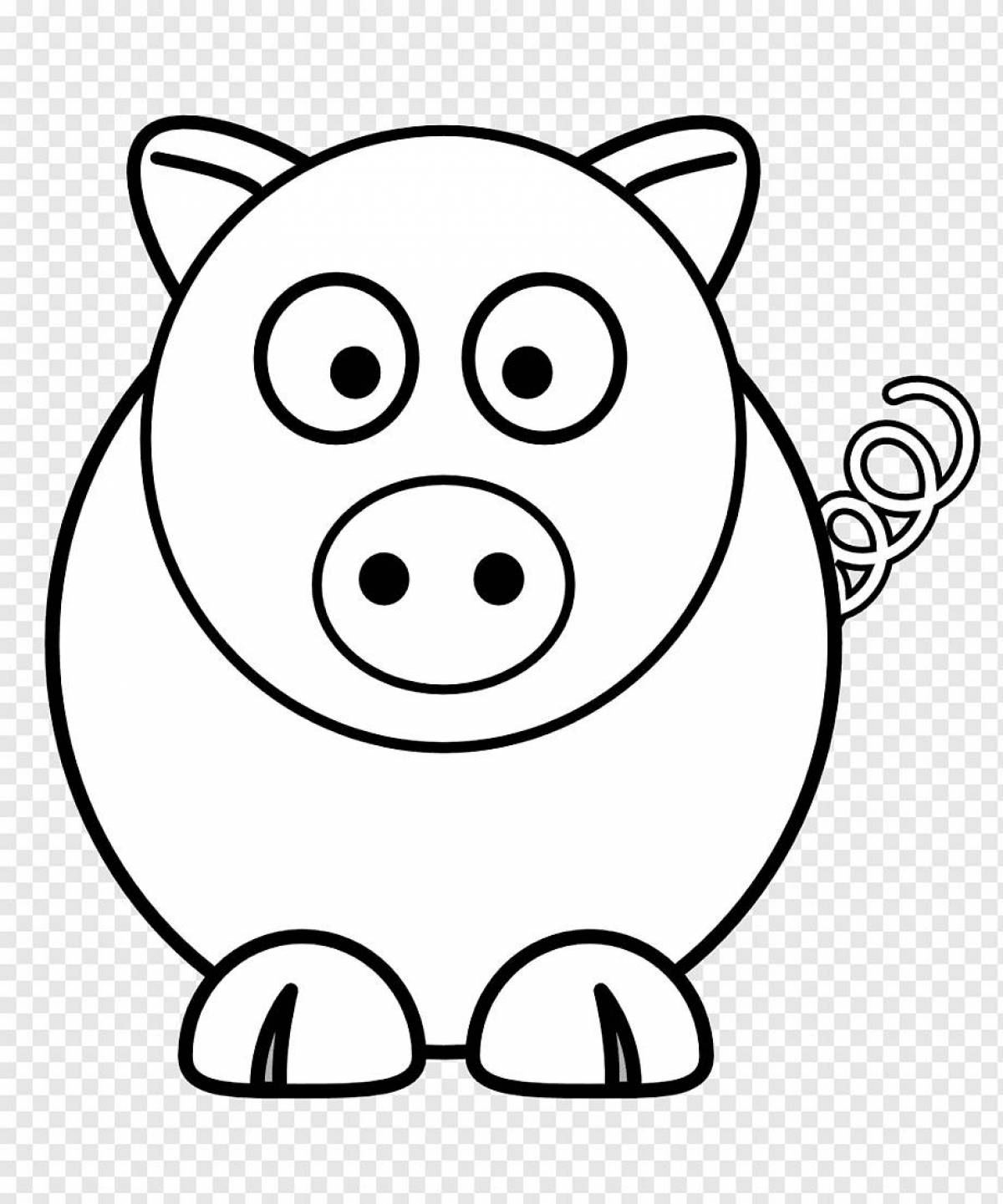 Playful pig coloring