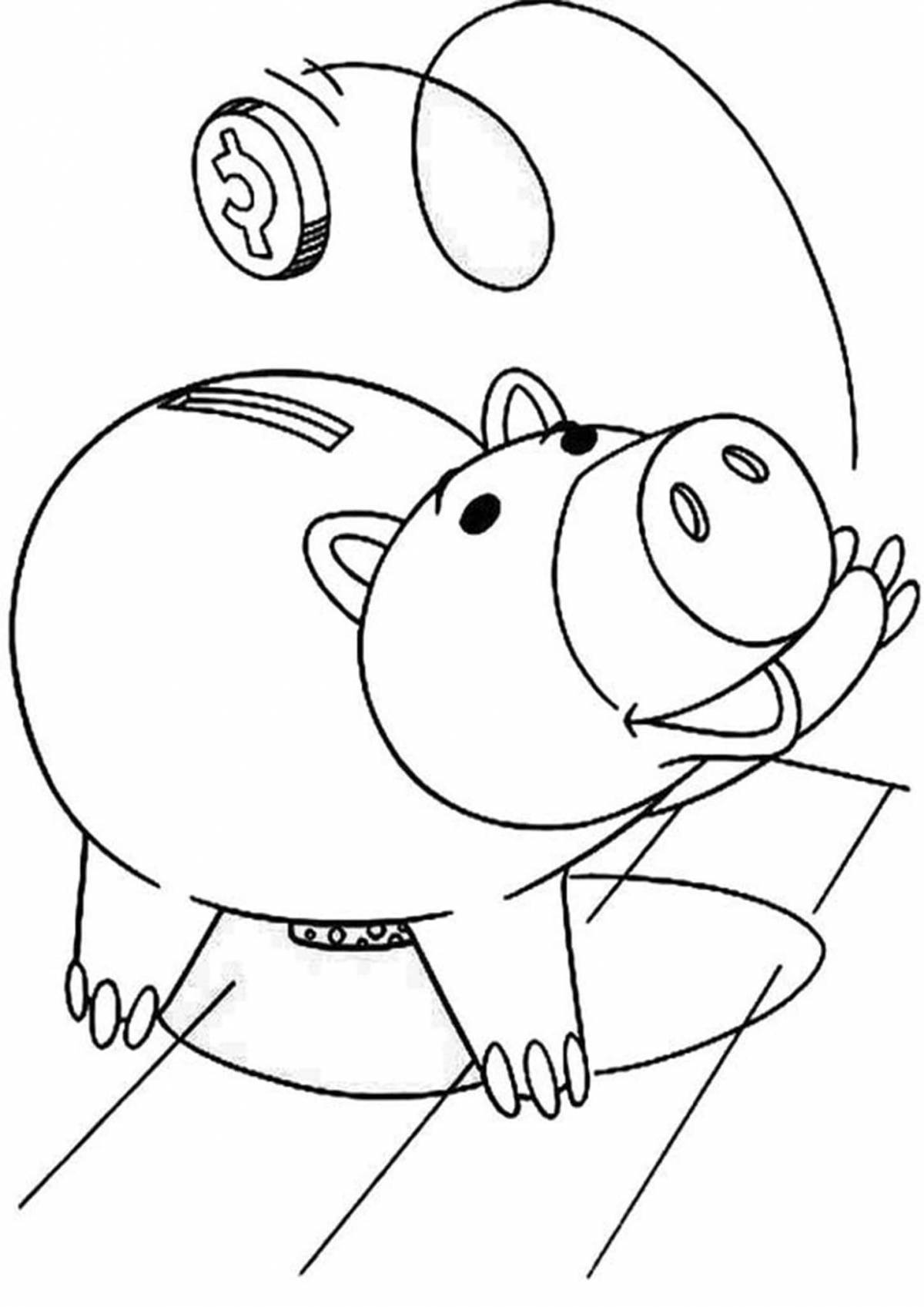 Joyful pig coloring