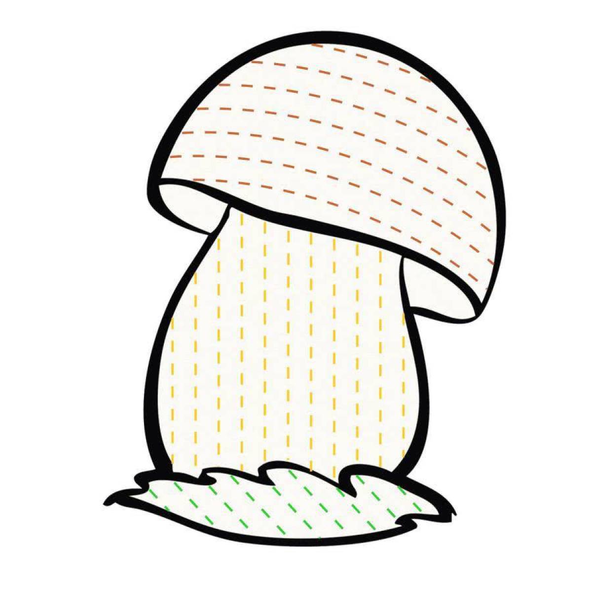 Coloring bright mushrooms