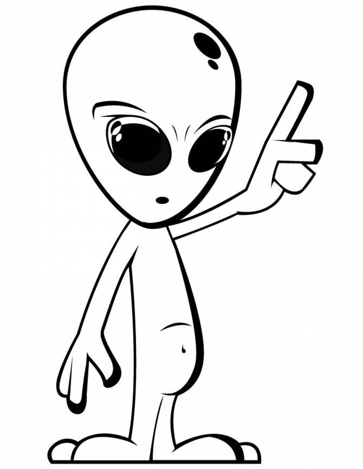 Fantastic alien coloring page