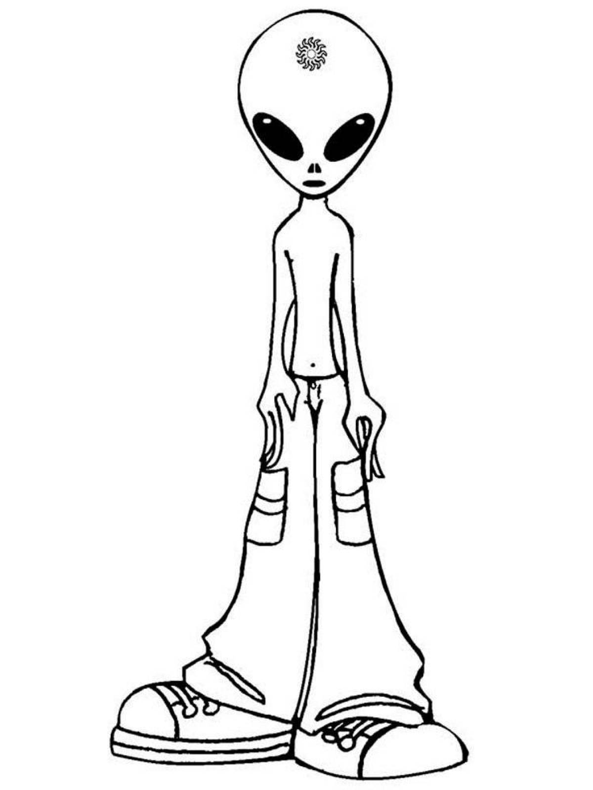 Coloring page extraterrestrial alien