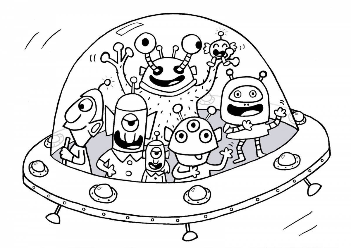 Awesome alien coloring page