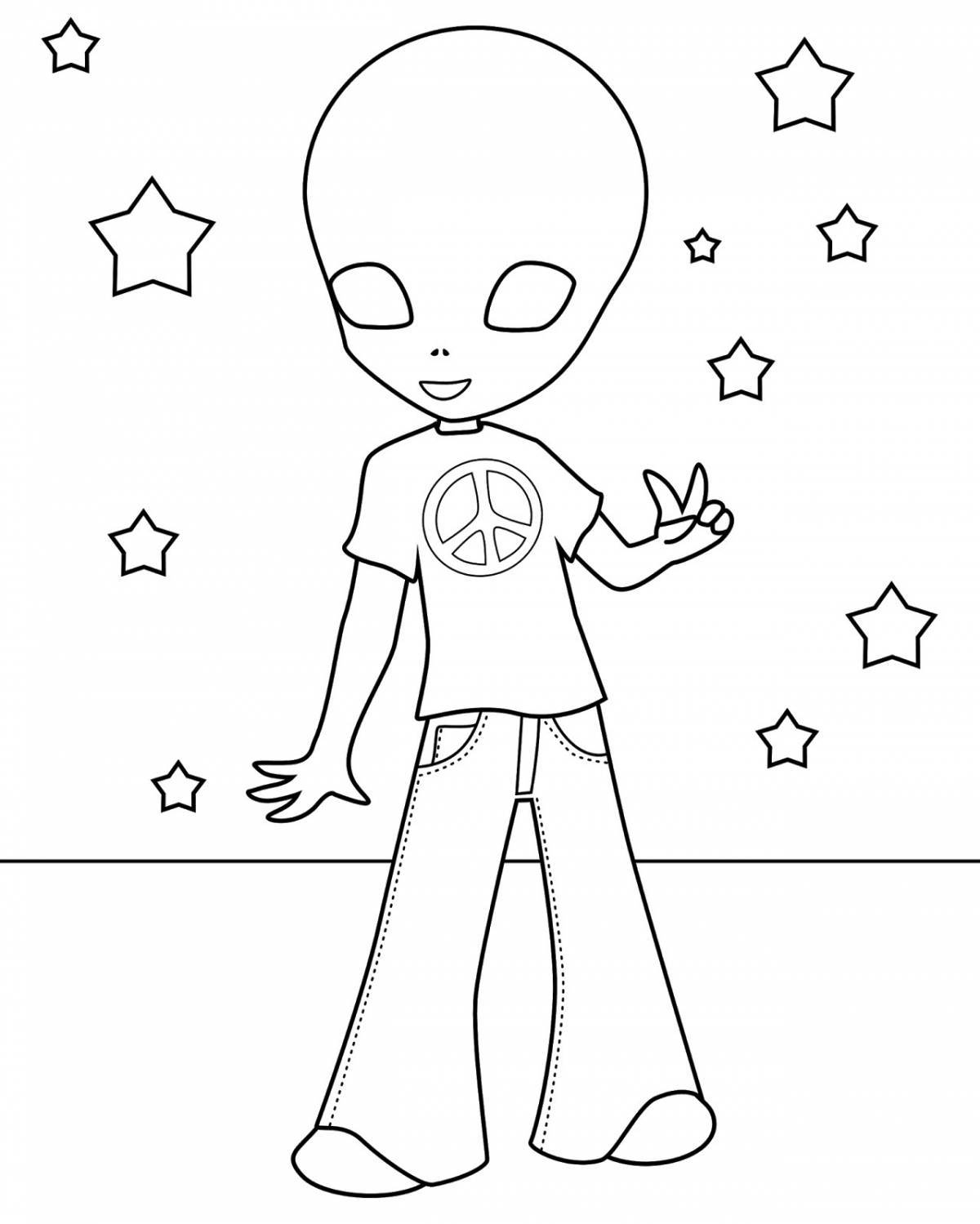 Amazing alien coloring page