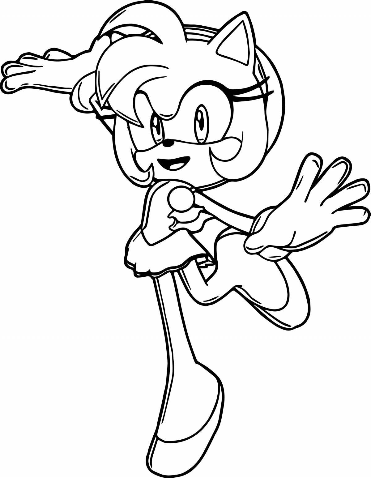 Playful amy rose coloring page