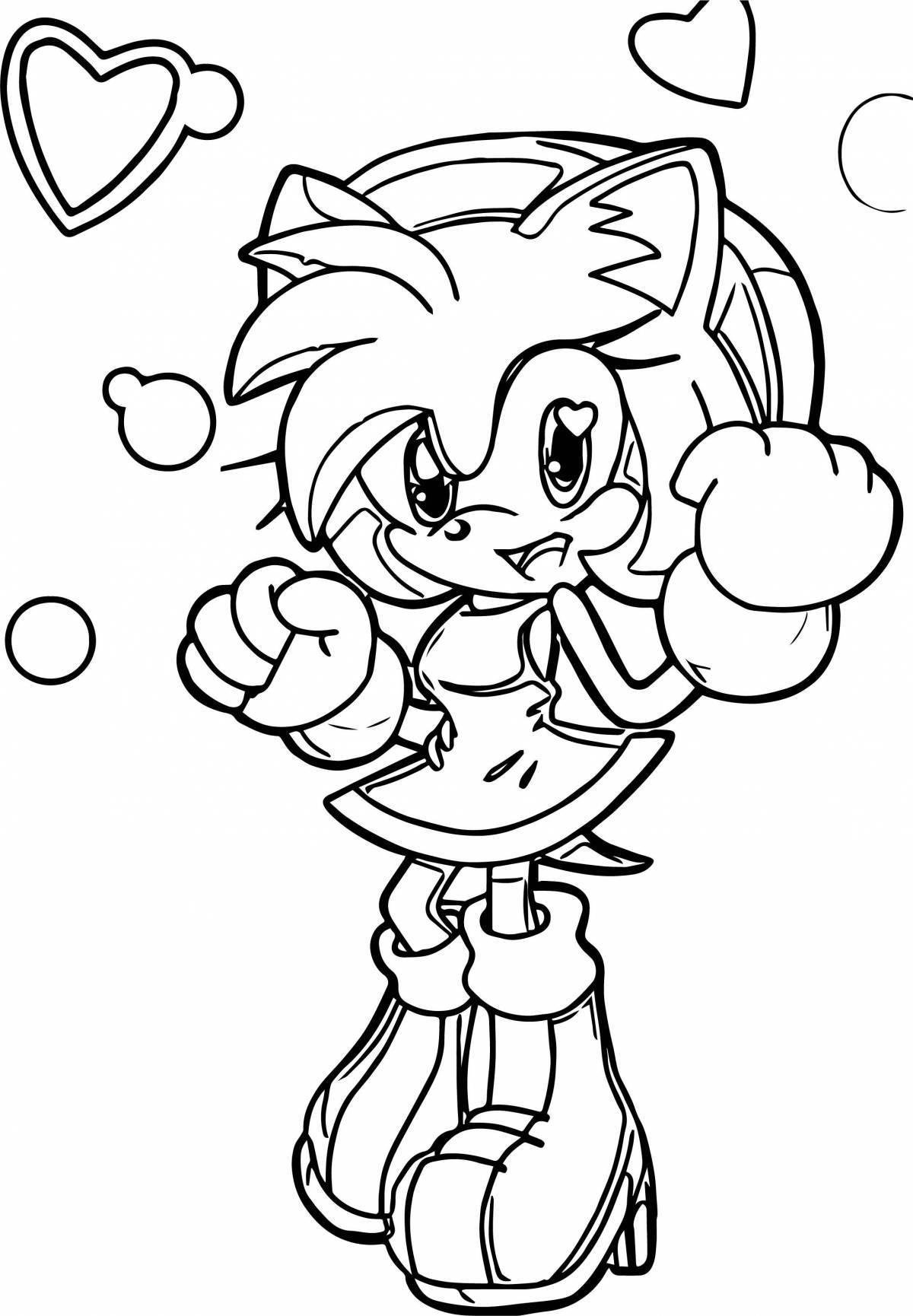 Amy rose coloring page exploded with color