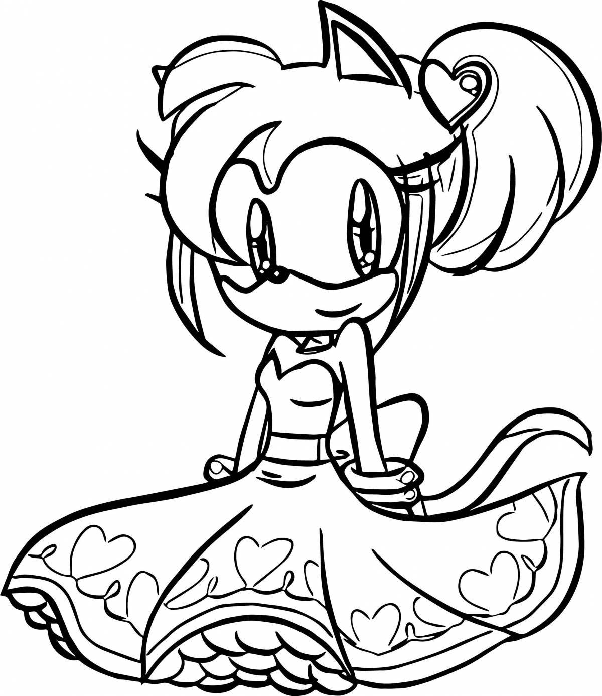 Colouring amy rose obsessed with flowers