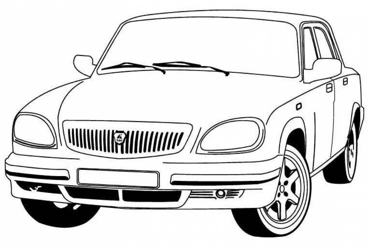 Coloring book smooth Russian cars