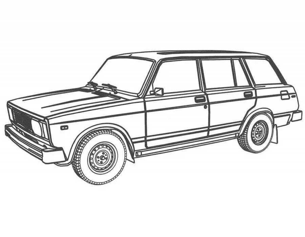 Shiny Russian cars coloring book