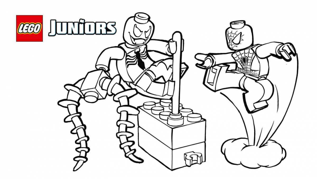Colorful lego spider man coloring page
