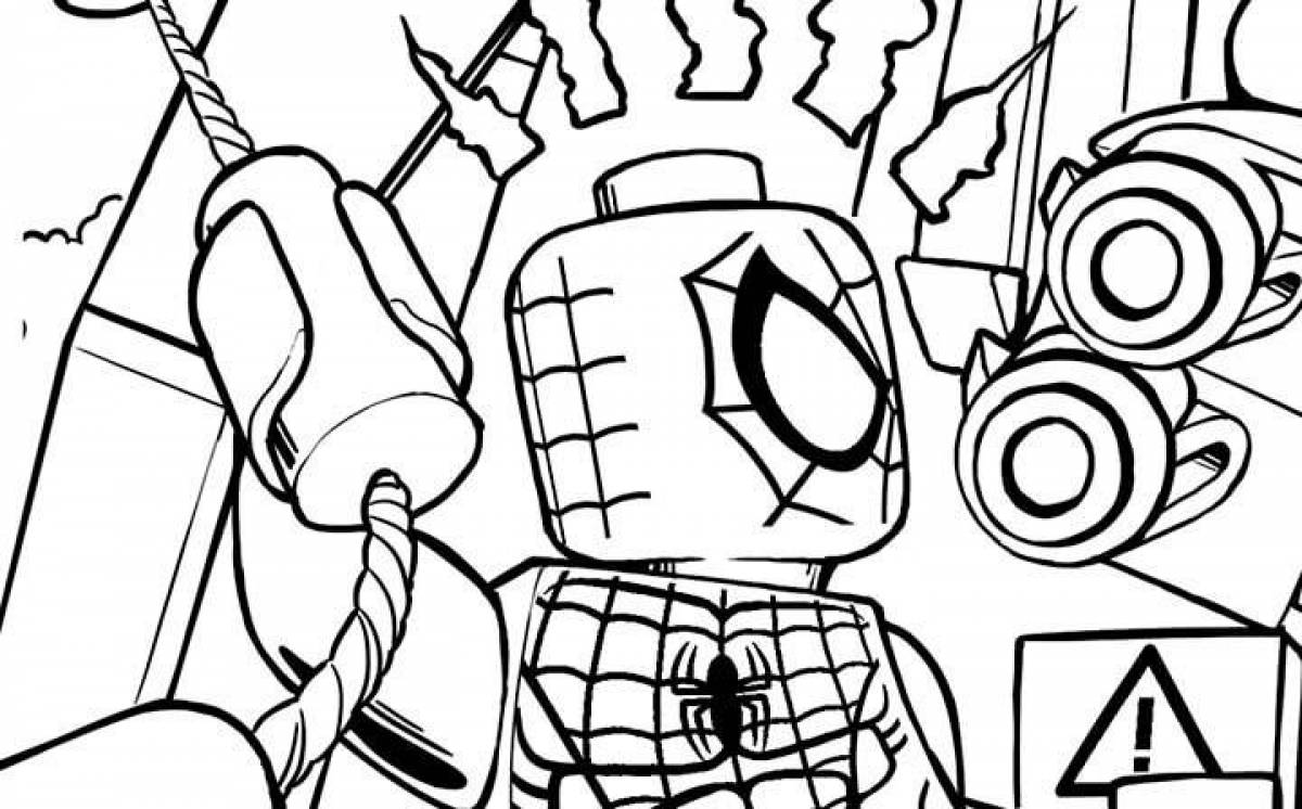 Playful lego spider man coloring page