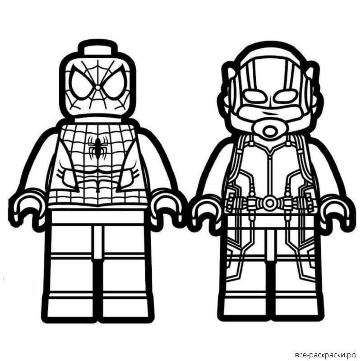 Cute lego spider man coloring page