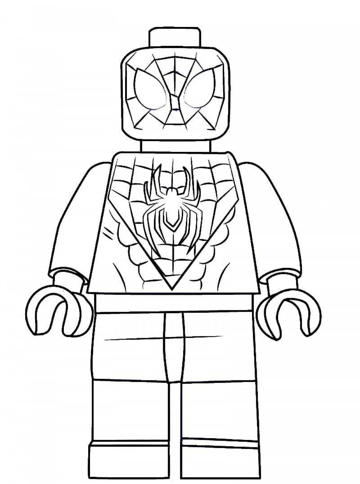 Adorable lego spider man coloring page