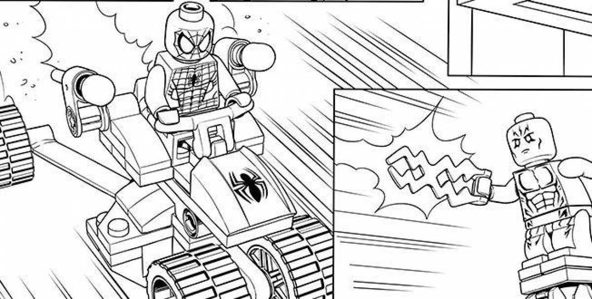 Attractive lego spider man coloring page