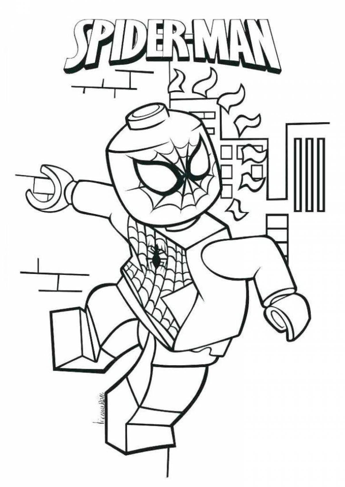 Attractive coloring lego spider man